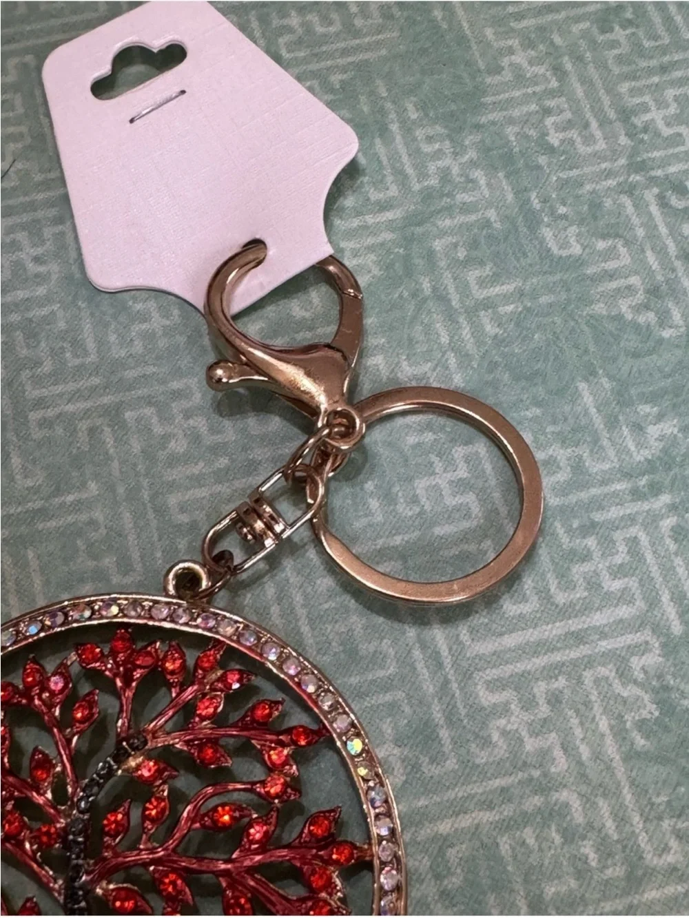 RHINESTONES TREE BAG TAG KEY RING